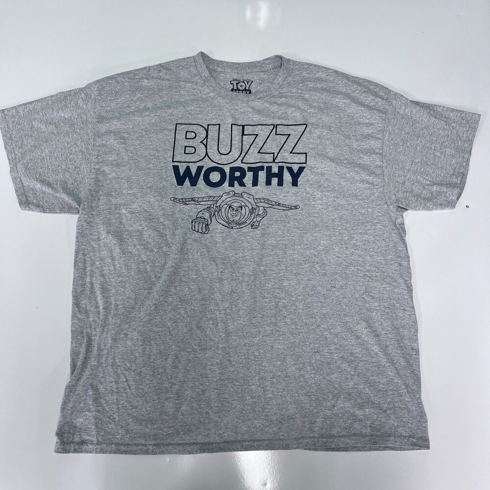 Disney Pixar Toy Story Buzz Lightyear Buzz Worthy Gray Graphic T-Shirt XXL
